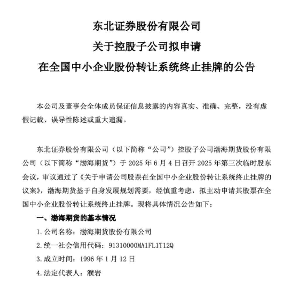 又一老牌(🤣)期货公司，拟摘牌